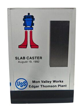 USS Mon Valley Works Slab Caster Commemorative Block 1992 Display Memorabilia